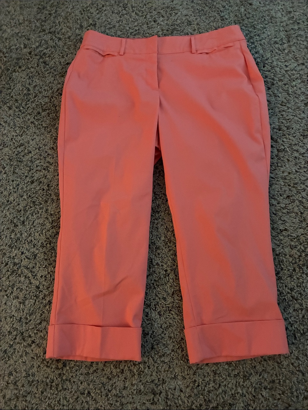 Lane Bryant Dress Pants Cropped Capris SZ 16 Orange Pink Like New!